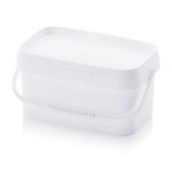 SEAU RECTANGULAIRE 2,60 L BLANC AVEC COUVERCLE + ANSE