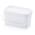 SEAU RECTANGULAIRE 2,60 L BLANC AVEC COUVERCLE + ANSE