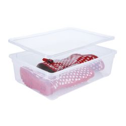 BOITE A BOTTES 22L TRANSPARENTE AVEC COUVERCLE 57x37,5cm H 16cm 