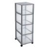 TOUR DE RANGEMENT 4 TIROIRS SUR ROULETTES A4 36,5x26cm H82,5cm