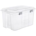 COFFRE DE RANGEMENT 60L TRANSPARENT MALLE AVEC POIGNEE ET COUVERCLE