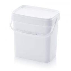 SEAU RECTANGULAIRE 10,3 L BLANC AVEC COUVERCLE + ANSE