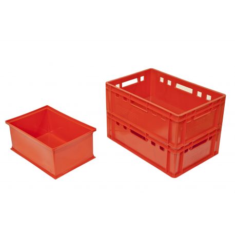 LOT DE 2 BACS TRANSPORT VIANDE + 1 BAC UNIVERSEL ROUGE