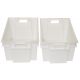 LOT DE 2 BACS ALIMENTAIRE BLANCS 600X400MM AVEC POIGNEES OUVERTES 50L